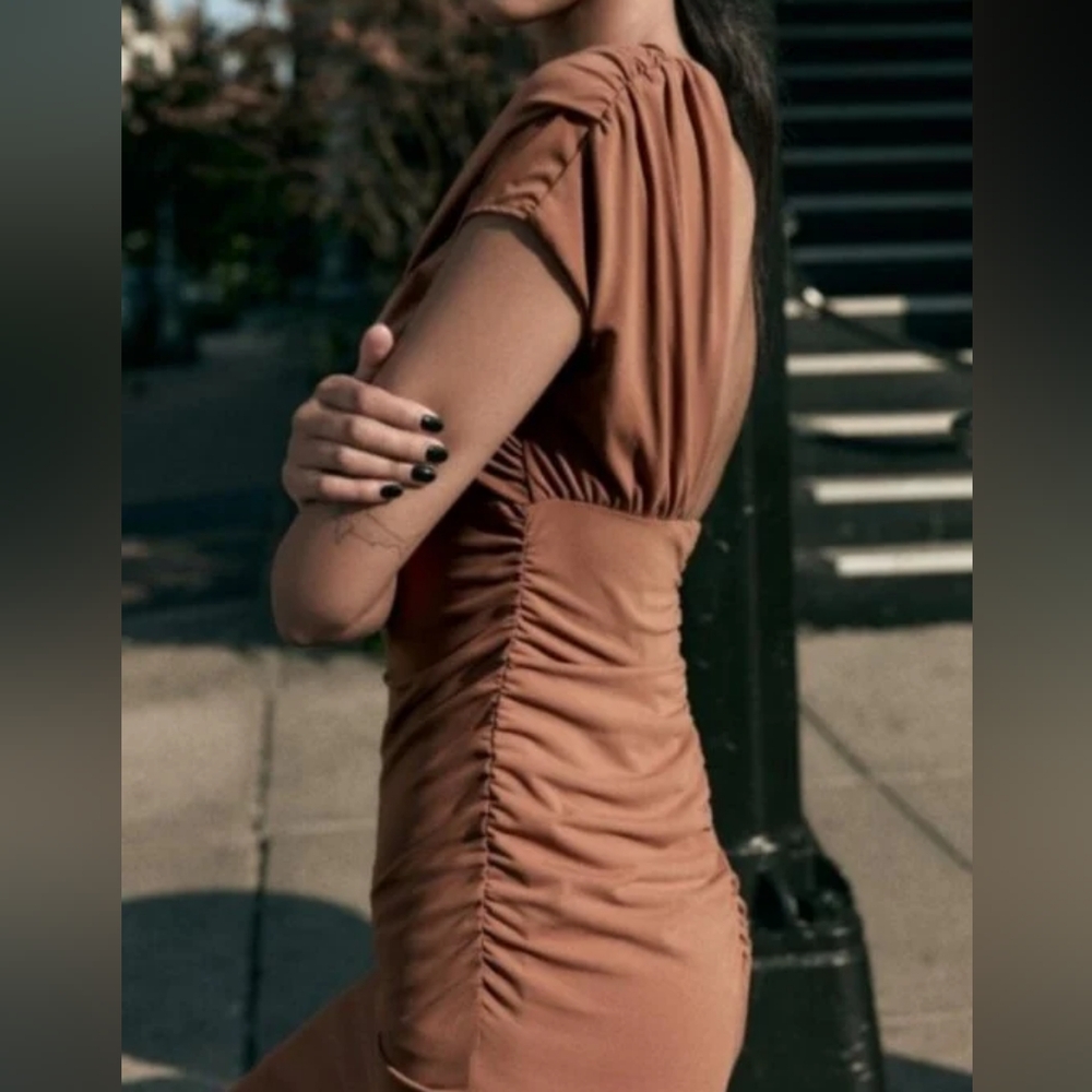 ZARA DRAPED CUT OUT DRESS - Picture 6 of 15